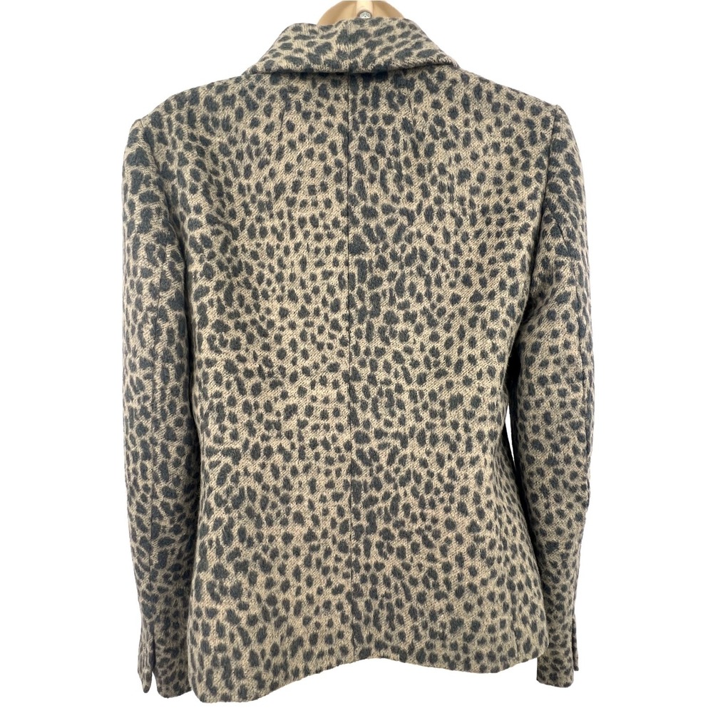 Ann Taylor Loft Womens Blazer 2 Brown Office Animal Print Mob Wife Tailored Wool - Picture 5 of 8